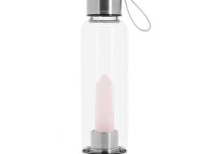Bouteille en verre Tadasana quartz rose