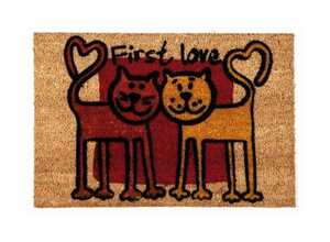 Paillasson Friends en fibres de coco rouge et jaune - 60 x 40 cm Paillasson Friends en fibres de coco rouge et jaune - 60 x 40 cm