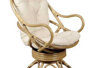 Fauteuil pivotant et basculant en rotin