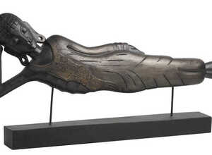 Statue Bouddha couché avec Support en Bois 99x11.5x51cm