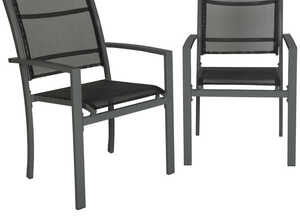 2 Chaises de Jardin, de Camping ou de Salon en Métal et Tissu - Solides - 56 cm x 62 cm x 88 cm Gris Foncé - TECTAKE