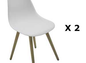 2 Chaises de jardin scandinave North - Blanc pieds effet bois - HESPERIDE 2 Chaises de jardin scandinave North - Blanc pieds effet bois - HESPERIDE