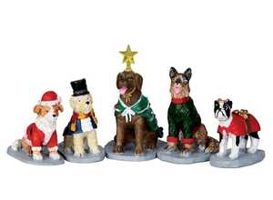 Figurine Ensemble de 5 chiens costumés 10.5 x 3.6 x 4.9 cm