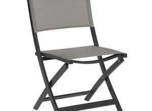 Chaise pliante JOE aluminium et textilène gris