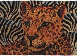 Paillasson panthère en coco et latex 75x45cm