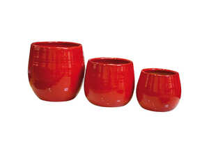 Pot Cancale coquelicot en terre cuite émaillée H 14 x Ø 14 cm Pot Cancale coquelicot en terre cuite émaillée H 14 x Ø 14 cm