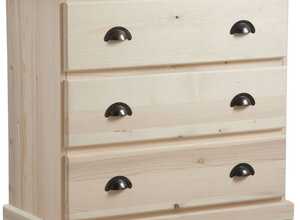 Commode 3 tiroirs en bois brut Commode 3 tiroirs en bois brut