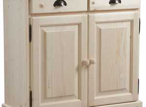 Buffet en bois brut 2 portes 2 tiroirs