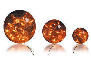 3 boules verre brun ambre 3 mètres de long