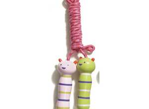 Corde à sauter en bois ourson vert et rose Corde à sauter en bois ourson vert et rose