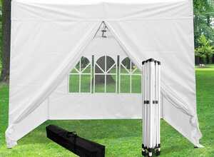 SKYLANTERN Tonnelle de Jardin Pliante 3x3 m + 4 parois Structure Télescopique Toile 320g/m² - Barnum pliant