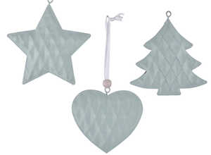 Ornements assortis par 3 vert/argent/bleu 9,5 cm Ornements assortis par 3 vert/argent/bleu 9,5 cm