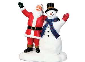 Figurine Père Noël et Bonhomme de Neige 6.5 x 4.4 x 8cm