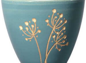 Vase Akène bleu en terre cuite émaillée - D34 x H27