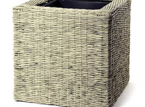 Grand Pot carré Rio grisé de 50 cm de haut Grand Pot carré Rio grisé de 50 cm de haut