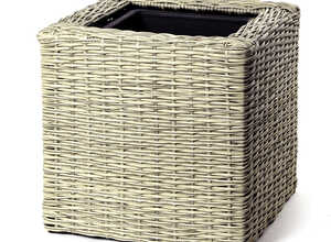 Grand Pot carré Rio grisé de 40 cm de haut Grand Pot carré Rio grisé de 40 cm de haut