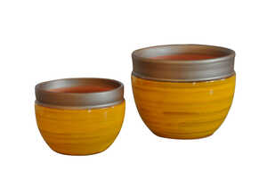 Pot Austral Ibiza Sunshine en terre cuite émaillée H 16 x Ø 20 cm