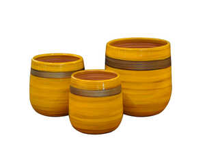 Pot Saintrop Ibiza Sunshine en terre cuite émaillée H 21 x Ø 20 cm