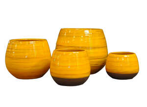 Pot Cancale Ibiza Sunshine en terre cuite émaillée H 14 x Ø 14 cm Pot Cancale Ibiza Sunshine en terre cuite émaillée H 14 x Ø 14 cm