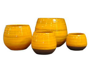 Pot Cancale Ibiza Sunshine en terre cuite émaillée H 17 x Ø 17 cm Pot Cancale Ibiza Sunshine en terre cuite émaillée H 17 x Ø 17 cm
