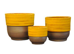 Vase rebord Ibiza Sunshine en terre cuite émaillée H 19 x Ø 21 cm Vase rebord Ibiza Sunshine en terre cuite émaillée H 19 x Ø 21 cm