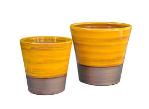 Pot Odyssée Ibiza Sunshine en terre cuite émaillée H 18 x Ø 18 cm Pot Odyssée Ibiza Sunshine en terre cuite émaillée H 18 x Ø 18 cm