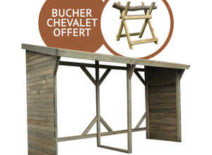 Abri bûches en bois Ottawa + bûcher chevalet offert Abri bûches en bois Ottawa + bûcher chevalet offert