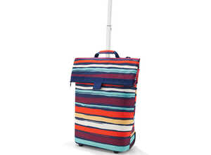 Sac à roulettes Trolley taille M rayures multicolores 43x53x21 cm