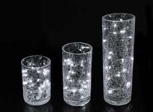 Set 3 Vases Verre Led Blanc
