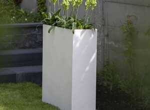 Bac à fleurs fibre de terre Clayfibre L60 H72 cm blanc Bac à fleurs fibre de terre Clayfibre L60 H72 cm blanc