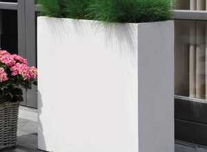 Bac à fleurs fibre de terre Clayfibre L80 H92 cm blanc