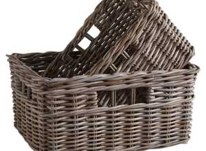 Corbeille de rangement en poelet gris (Lot de 2) Corbeille de rangement en poelet gris (Lot de 2)