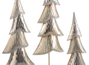Sapin de Noël en métal laqué or et pailettes (Lot de 3) Sapin de Noël en métal laqué or et pailettes (Lot de 3)