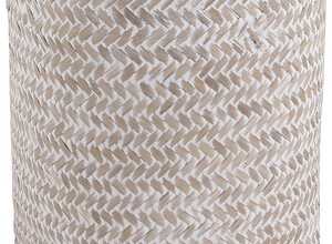 Poubelle ronde en bambou blanc Poubelle ronde en bambou blanc