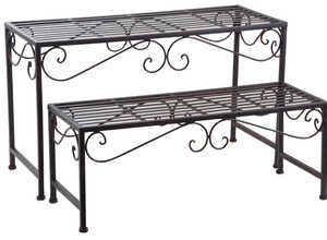 Etagère à plantes en métal vieilli (Lot de 2) Etagère à plantes en métal vieilli (Lot de 2)