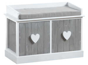 Banc avec rangements avec coeurs