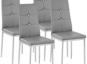4 Chaises de Salle à Manger, Chaises de Cuisine, Mobilier de Salon Design Gris - TECTAKE