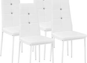 4 Chaises de Salle à Manger, Chaises de Cuisine, Mobilier de Salon Design Blanc - TECTAKE