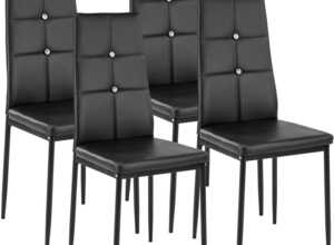 4 Chaises de Salle à Manger, Chaises de Cuisine, Mobilier de Salon Design Noir - TECTAKE