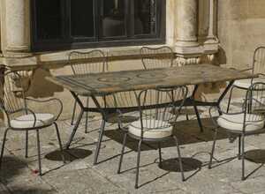 Table de jardin 2m et fauteuils Edna
