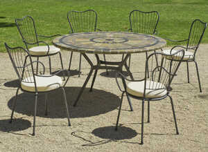 Table de jardin ronde et fauteuils Edna