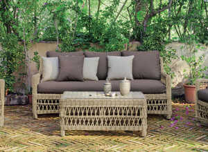 Salon jardin résine osier naturel Medula