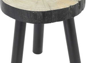 Tabouret bas bois noir tronc