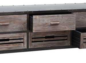 Meuble TV en métal avec tiroirs en bois 160 x 50 x 50 cm
