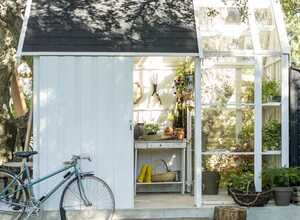 Abri de jardin en bois avec serre 7,39 m² Ep. 28 mm Vertigo