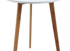 Table d'appoint ronde en bois et MDF laqué blanc