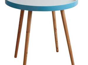 Table d'appoint en bois et MDF laqué bleu