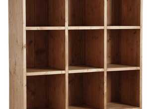 Bibliothèque 12 cases 3 portes en épicéa ciré miel