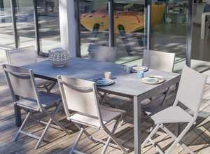 Table de jardin Soto aluminium/HPL l180 L90 cm taupe
