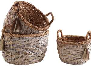 Corbeilles de rangement rondes en bananier (Lot de 3) Corbeilles de rangement rondes en bananier (Lot de 3)